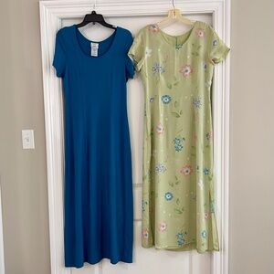 2 Vintage Laura Ashley Dresses blue green floral